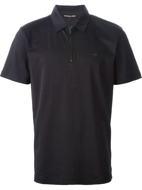 michael kors black zip shirt|Michael Kors men's white shirt.